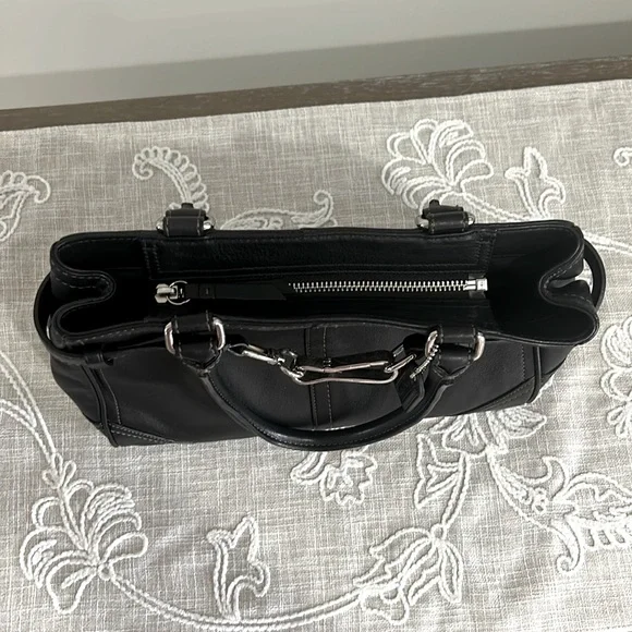 Coach Authentic EUC Hampton Smooth Black Leather Belted Detail Satchel Bag/COA - Picture 9 of 15